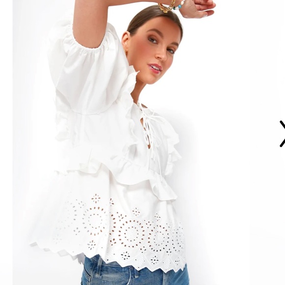White Ruffle Eyelet Top
MOON RIVER - Picture 2 of 11